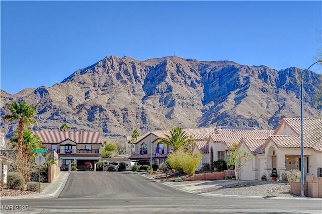 view of mountain feature featuring a residential view