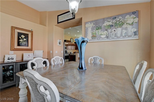 dining room with beverage cooler