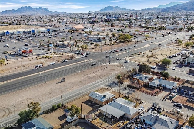 drone / aerial view with a mountain view