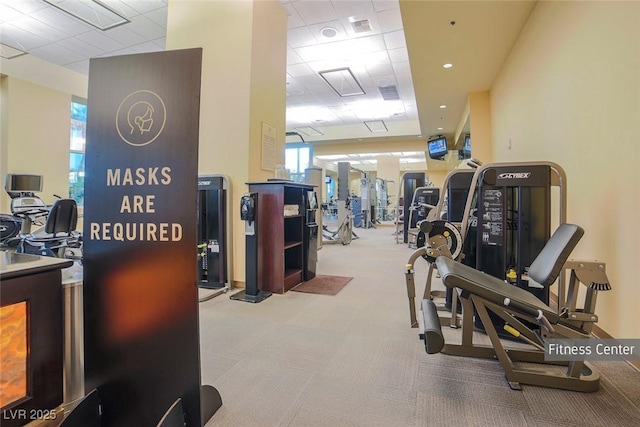 145 E Harmon Ave Unit 2603, Las Vegas, NV 89109 - exercise room featuring carpet and a drop ceiling