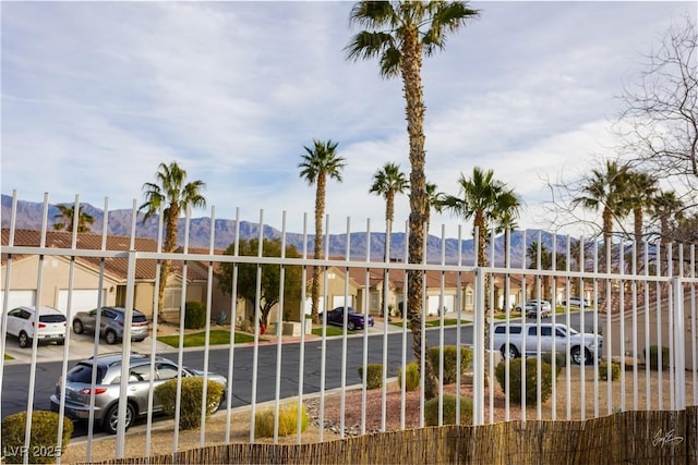 exterior space featuring a mountain view