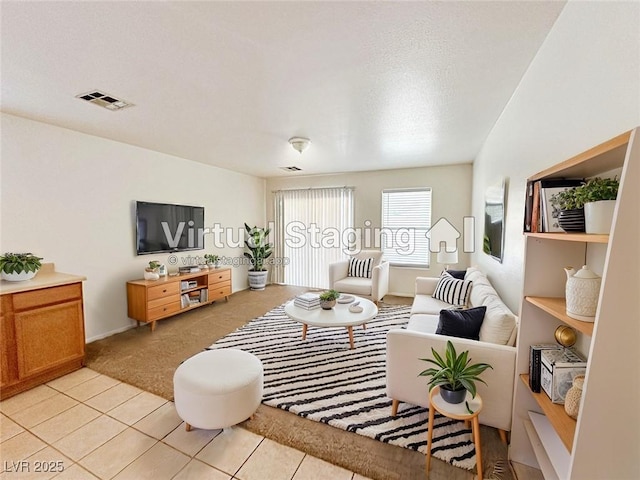 11036 Parete Ct, Las Vegas, NV 89141 - living area with light colored carpet and light tile patterned floors