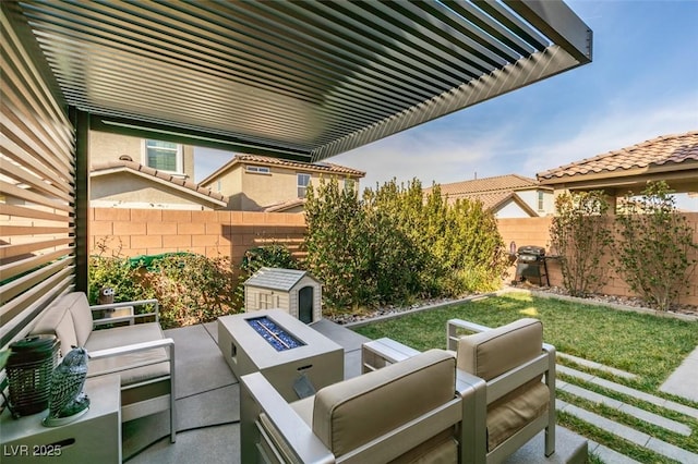 3192 Bormida Ave, Henderson, NV 89044 - view of patio / terrace featuring an outdoor living space with a fire pit
