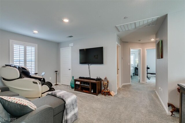 3192 Bormida Ave, Henderson, NV 89044 - living room featuring carpet floors, recessed lighting, and baseboards