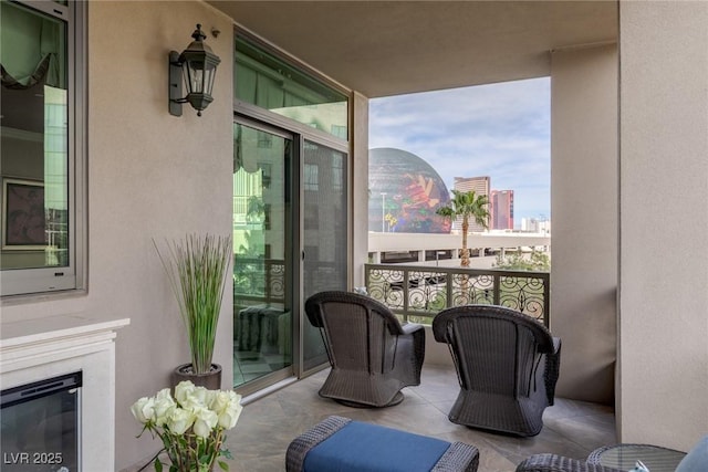 balcony with a view of city