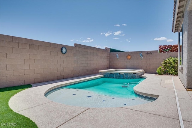 view of swimming pool with a patio area and an in ground hot tub