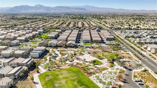 bird's eye view with a mountain view