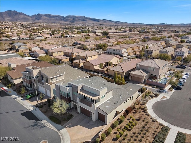 bird's eye view with a mountain view