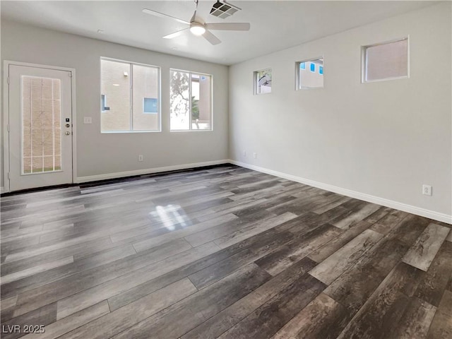 unfurnished room featuring hardwood / wood-style flooring and ceiling fan