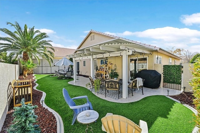 688 Quiet Stream Ct, Henderson, NV 89052 - rear view of property featuring stucco siding, a patio area, and a pergola