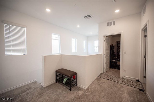 hallway with light carpet