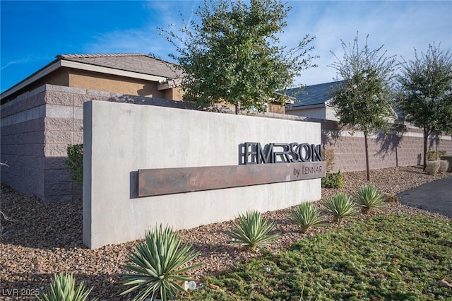 view of community sign