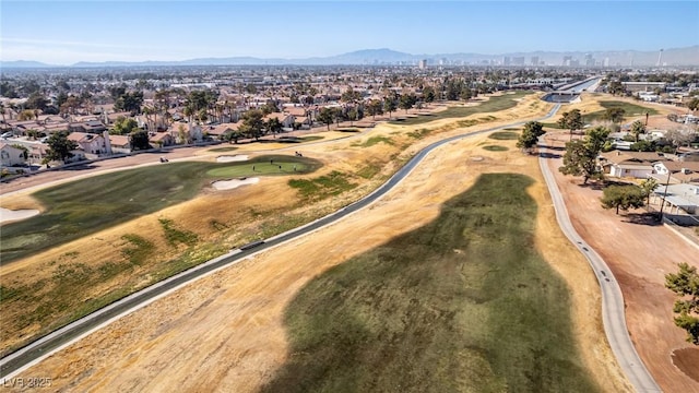 drone / aerial view featuring a mountain view