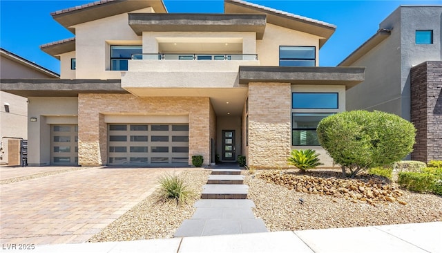 contemporary home with a garage