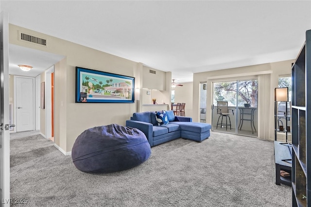 living room featuring carpet flooring