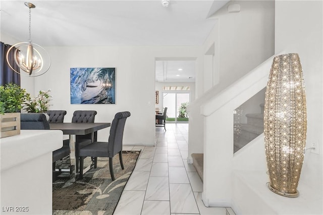 dining room featuring an inviting chandelier