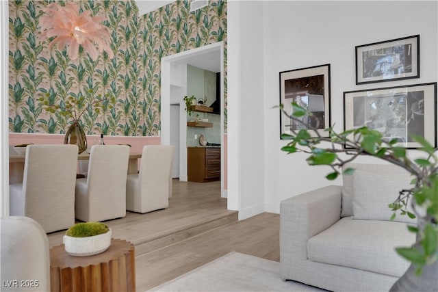 dining area with light hardwood / wood-style floors