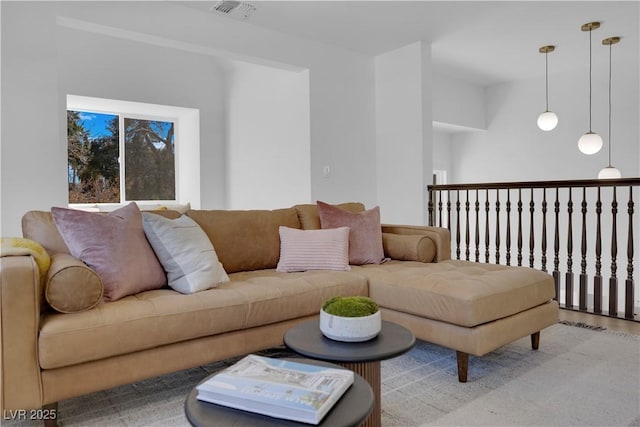 living room with light wood-type flooring