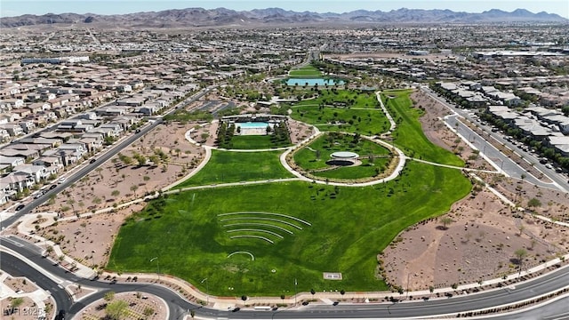 bird's eye view with a mountain view