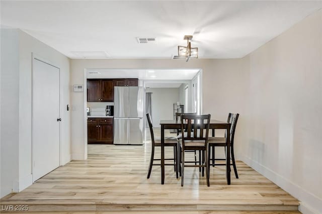 dining room with light wood-type flooring