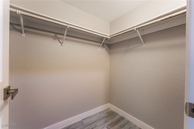 walk in closet with hardwood / wood-style floors