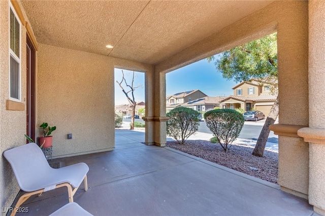 view of patio featuring a residential view