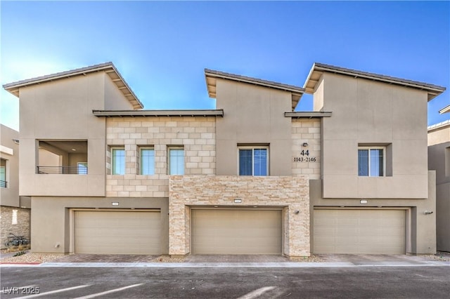 exterior space with a garage