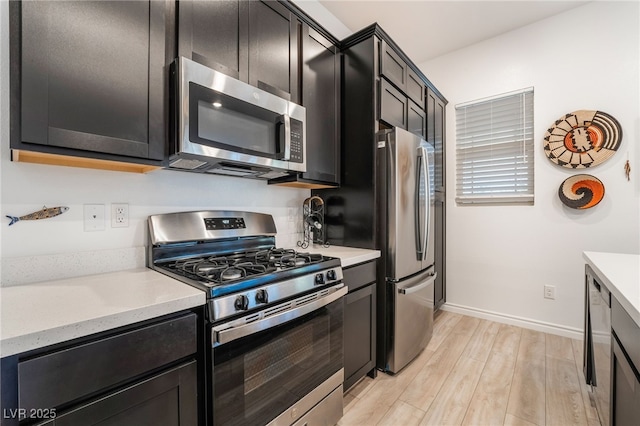 kitchen featuring light wood-type flooring and stainless steel appliances