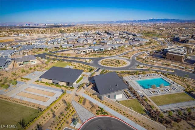 aerial view with a residential view and a mountain view