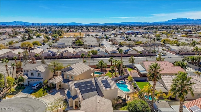 bird's eye view with a mountain view