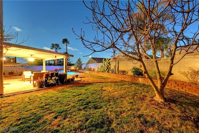 view of yard with a patio area