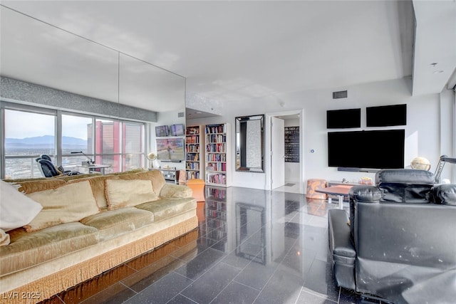 living room with a mountain view