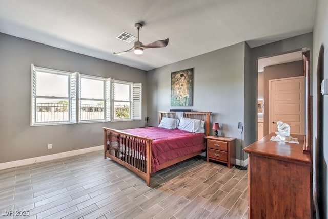 bedroom featuring ceiling fan