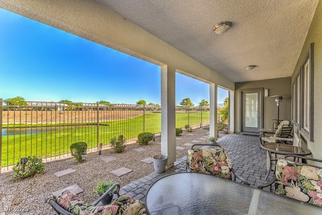 view of patio featuring a rural view