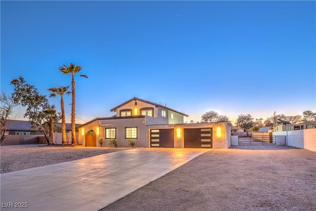 view of front of property with a garage