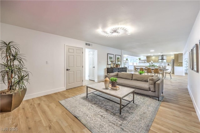 living room featuring light hardwood / wood-style flooring