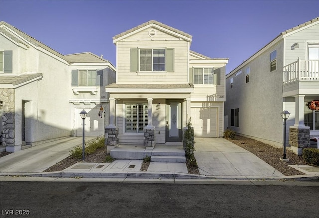 view of front of property featuring a garage