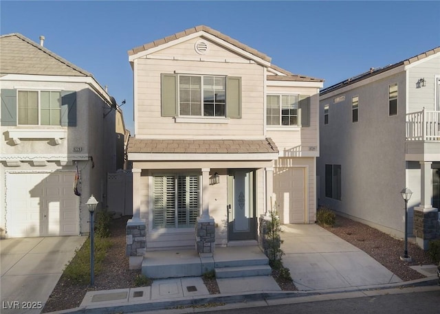 view of property featuring a garage