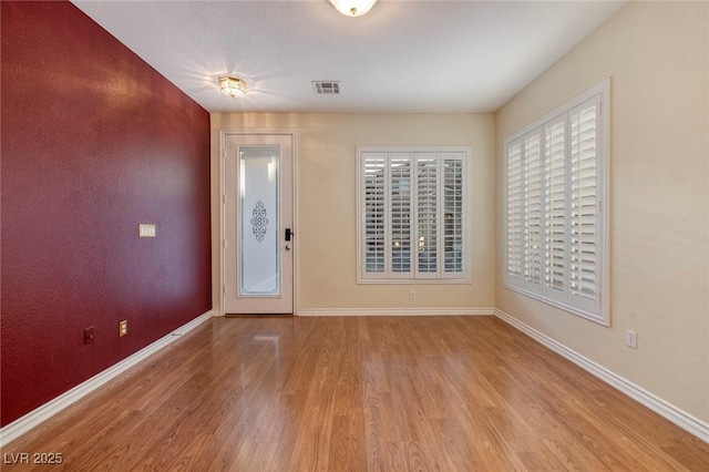 interior space with light hardwood / wood-style flooring