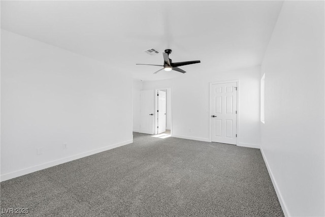 spare room with carpet and ceiling fan