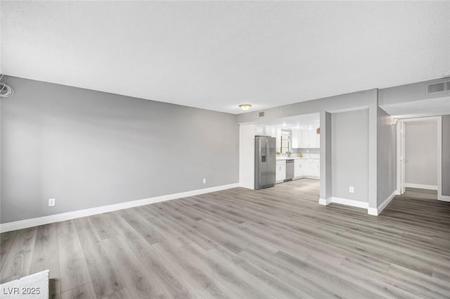 unfurnished living room with light hardwood / wood-style flooring