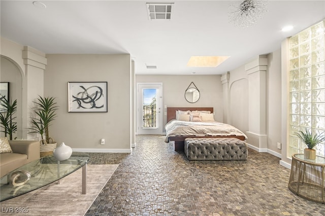 bedroom with a skylight