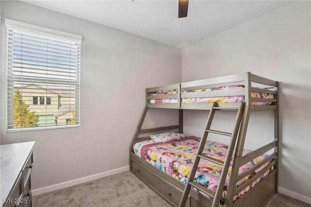 9690 Hiking Ave, Las Vegas, NV 89166 - bedroom with ceiling fan, baseboards, and light colored carpet