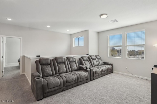9690 Hiking Ave, Las Vegas, NV 89166 - carpeted living room with baseboards, visible vents, and recessed lighting