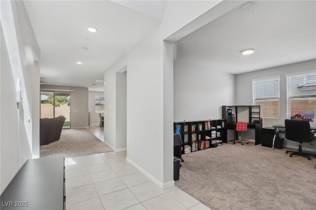 9690 Hiking Ave, Las Vegas, NV 89166 - office featuring recessed lighting, light colored carpet, baseboards, and light tile patterned floors