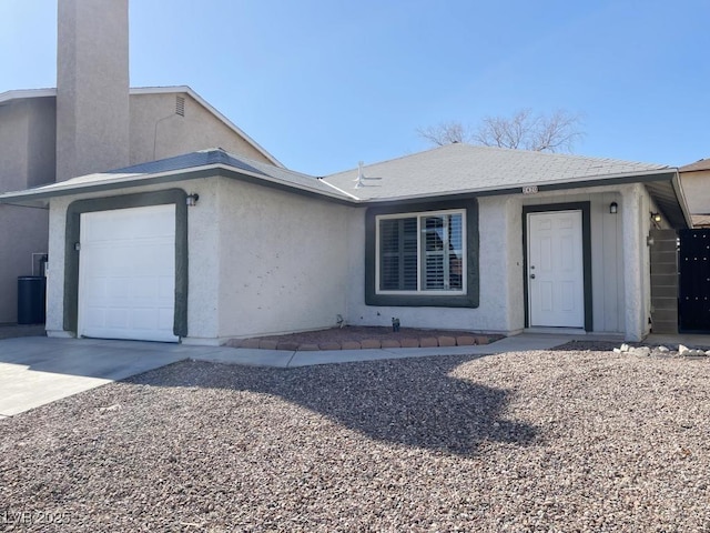 exterior space with a garage