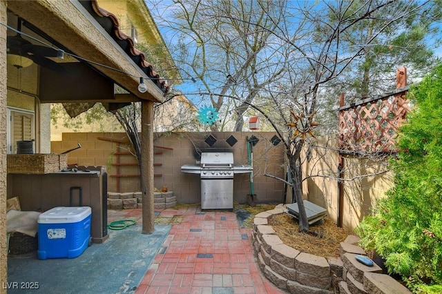 view of patio / terrace featuring a grill