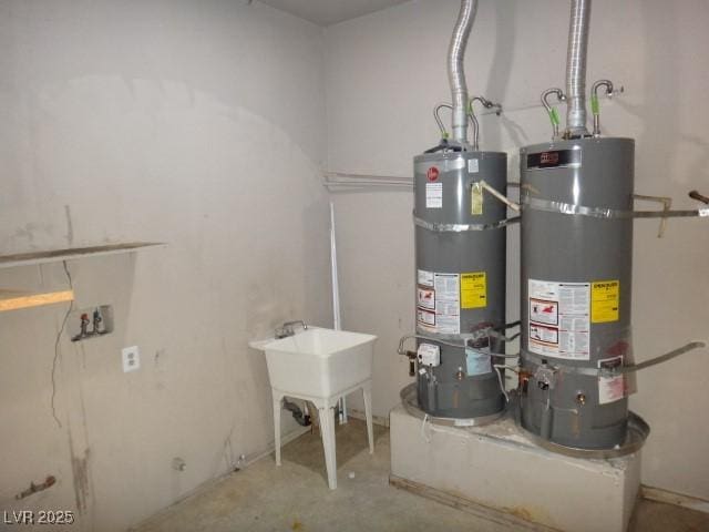 utility room featuring secured water heater