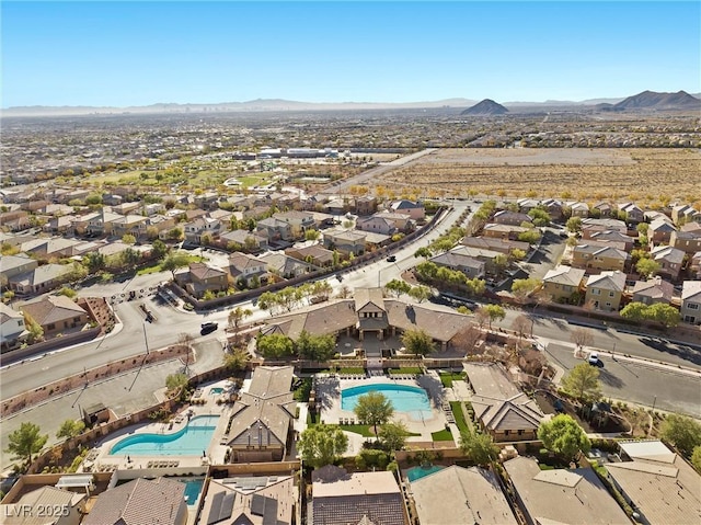 aerial view with a mountain view