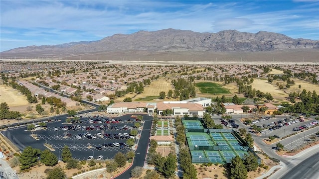 bird's eye view with a mountain view